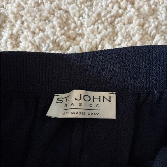 St. John Navy Blue Knit Ankle Trouser Pull On Pants Size 10 - Picture 4 of 8